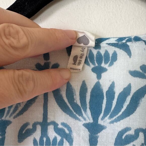 By the Sea Organics Hawaii Block Print Cotton Ruffle Tunic Beach Coverup OS - Picture 10 of 11